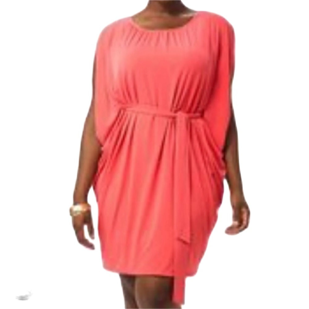 NWT COLDWATER CREEK Stretch Blend Chic Pink Midi Drape Tie Waist Dress Sz 6